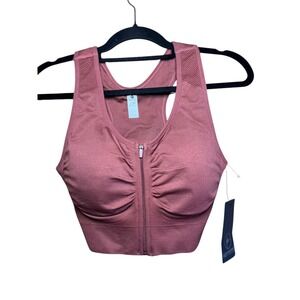 90 Degree by Reflex Terracotta Zip Front Sports Bra‎ 1X Activewear Top